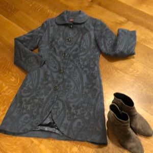 Blue Brocade coat.
